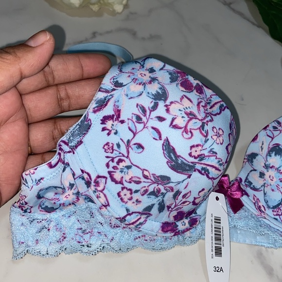 Adore Me Light Blue Floral Print Wire Bra 34B - Picture 4 of 9
